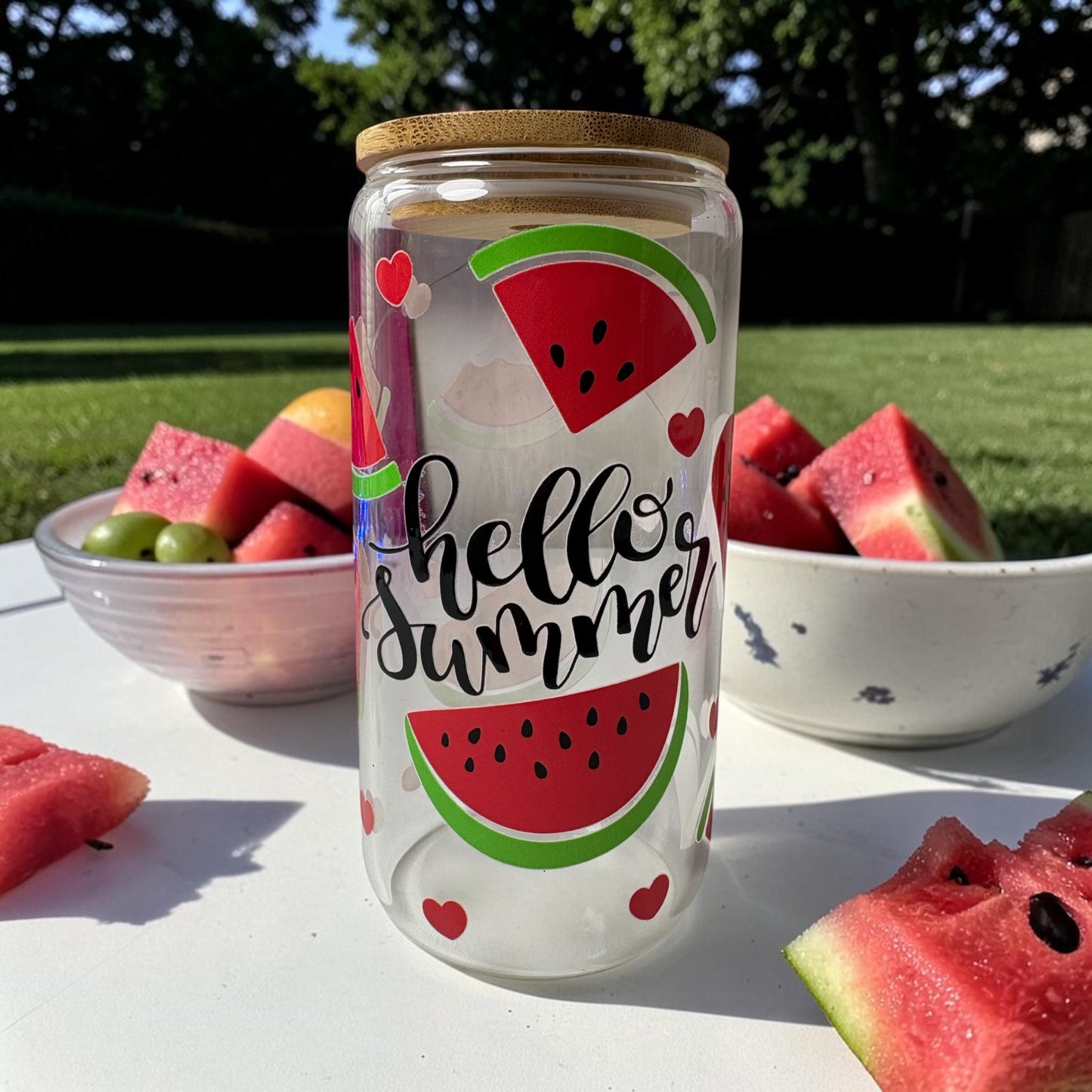 Hello Summer 20oz Glass Cup