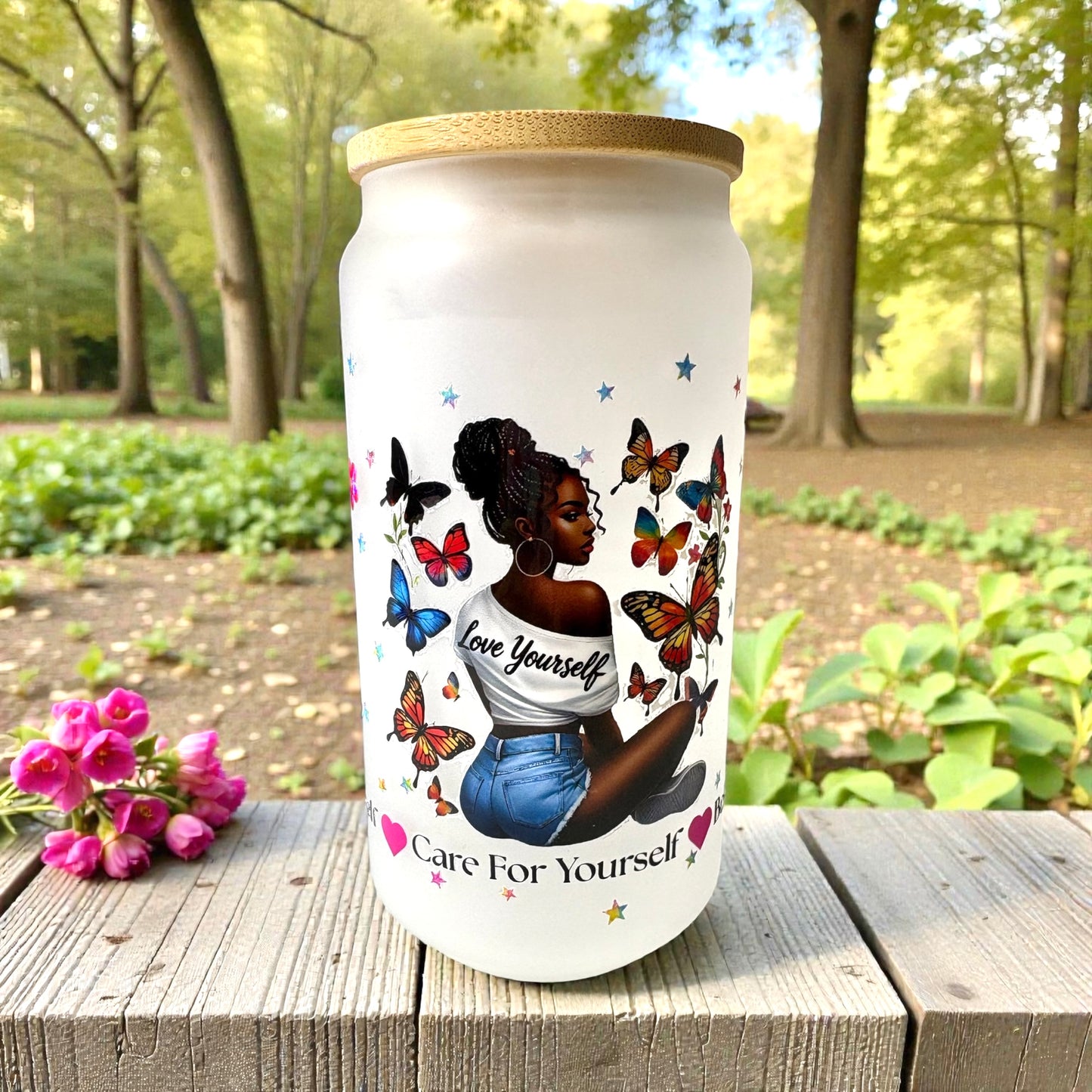 Self Love Frosted Glass Cup