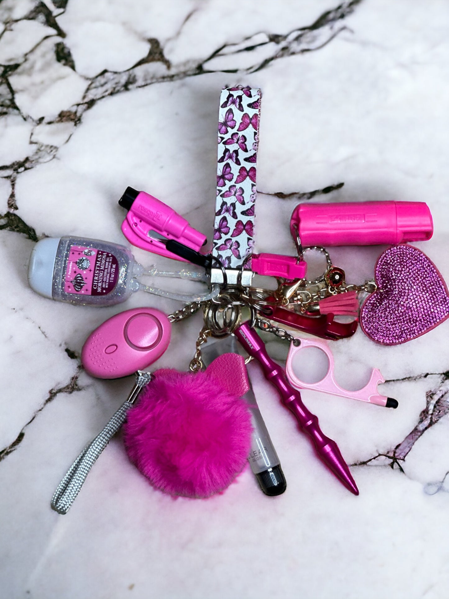 Pink Butterfly Self Defense Keychain