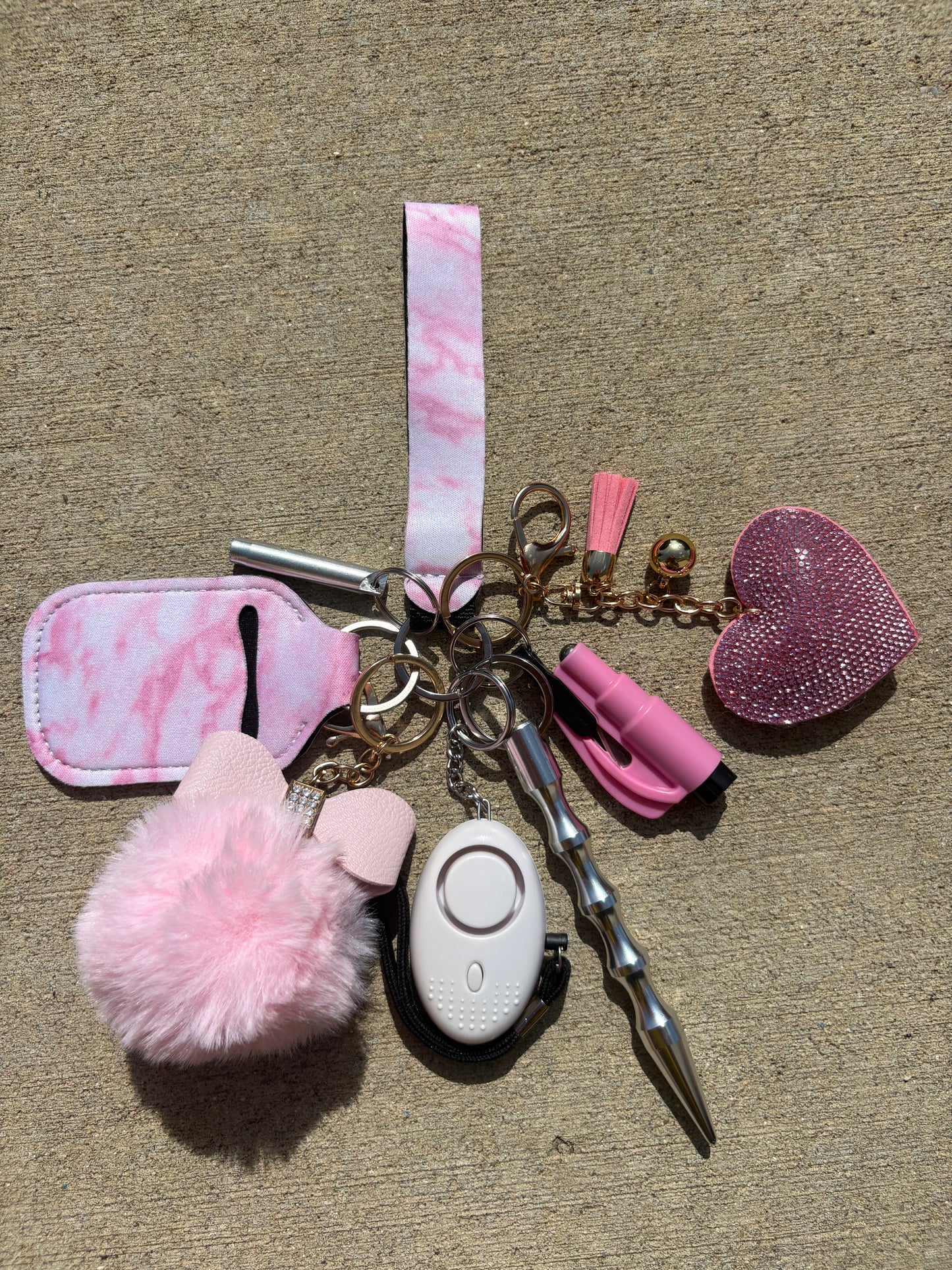 Pink Marble Teen Safety Keychain