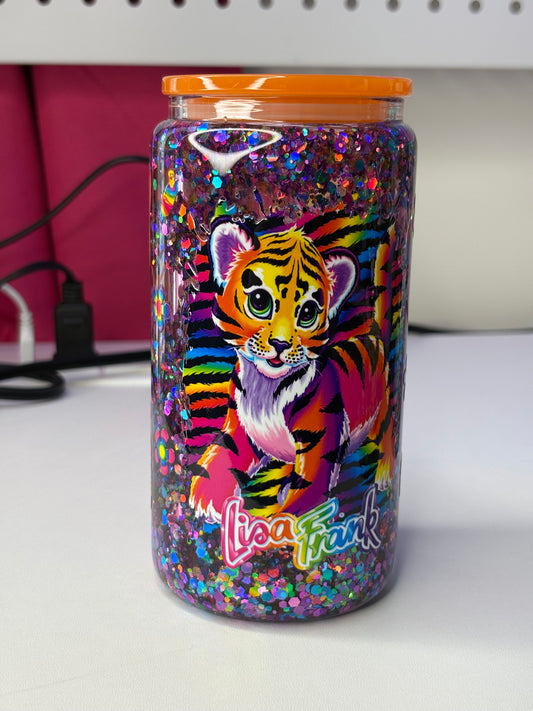Colorful Tiger 16oz Glass Snowglobe Cup