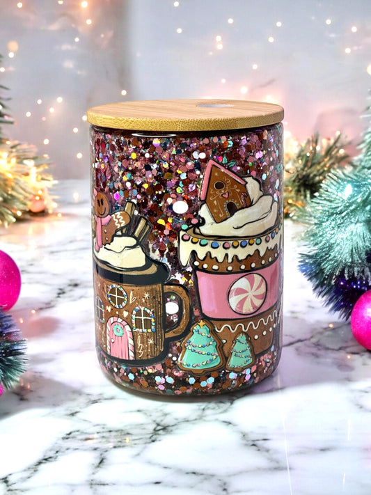 Gingerbread 16oz Glass Tumbler