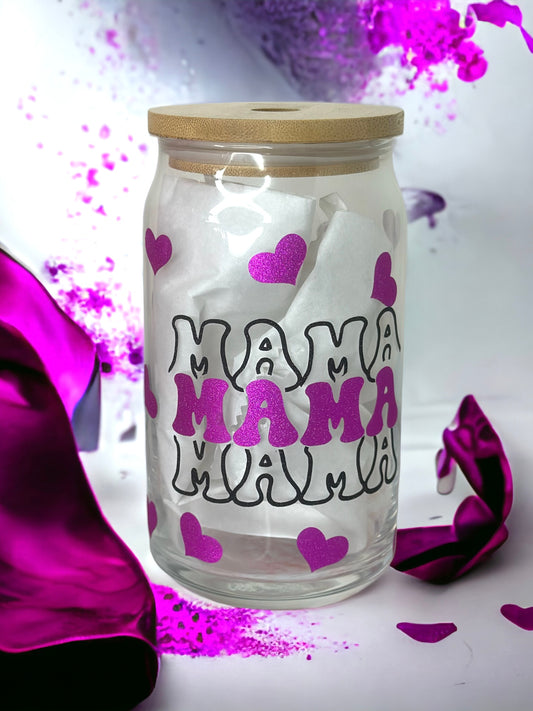 Mama 16 oz Glass Cup