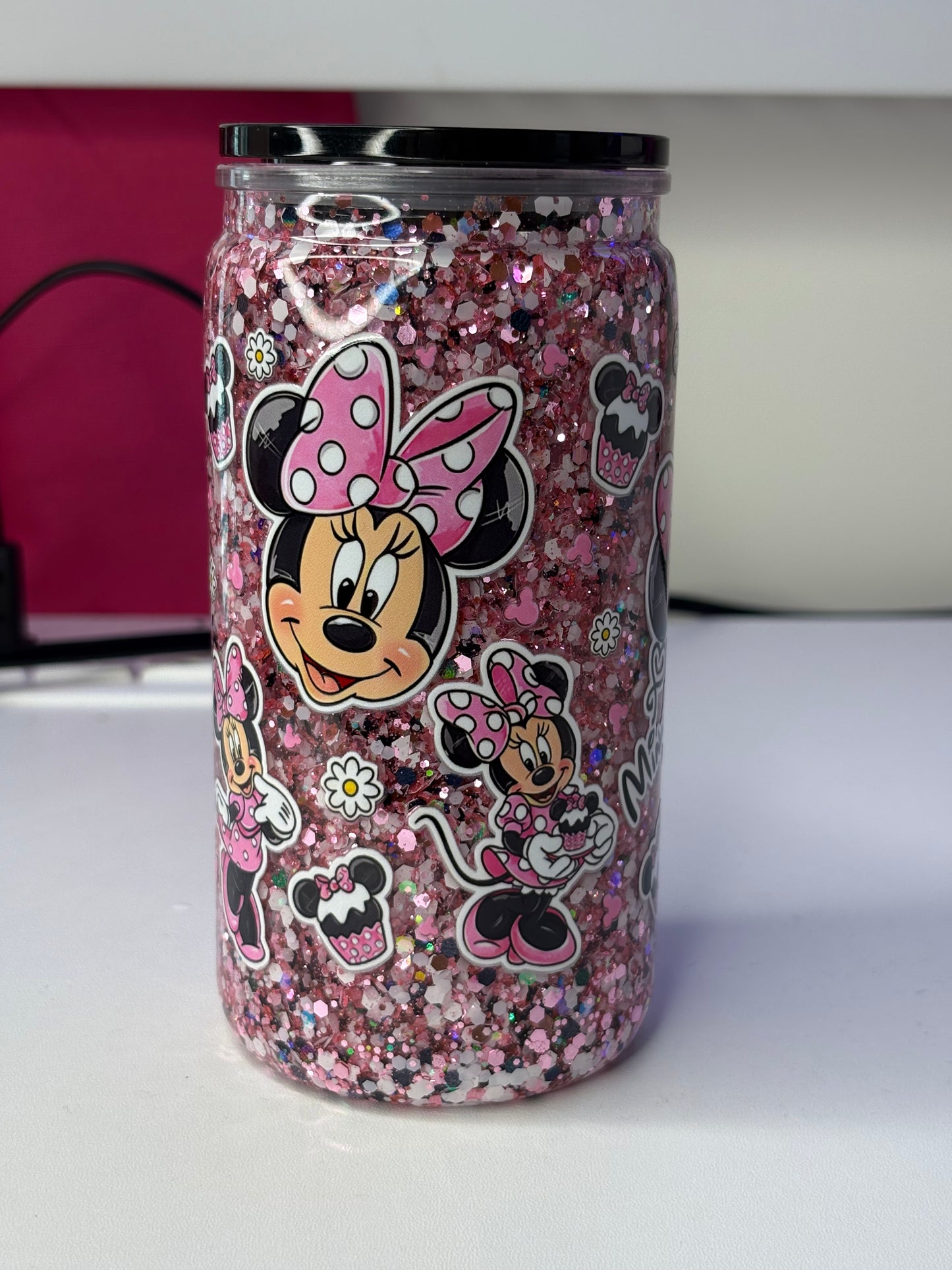 Girly Mouse 16oz Acrylic Snowglobe Cup