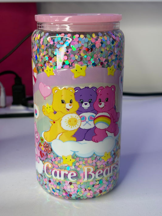 Three bears 16oz Glass Snowglobe Cup