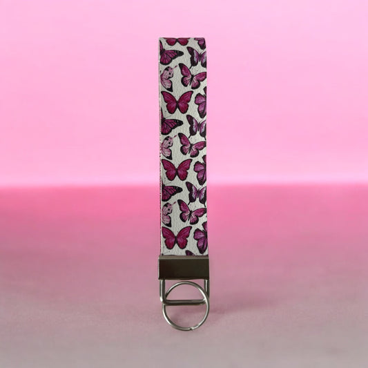 Pink Butterfly Keychain Wristlet