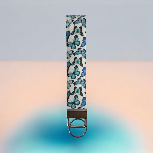 Blue Butterfly Keychain Wristlet