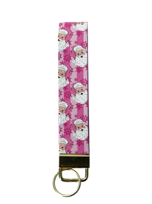 Pink Santa Keychain Wristlet