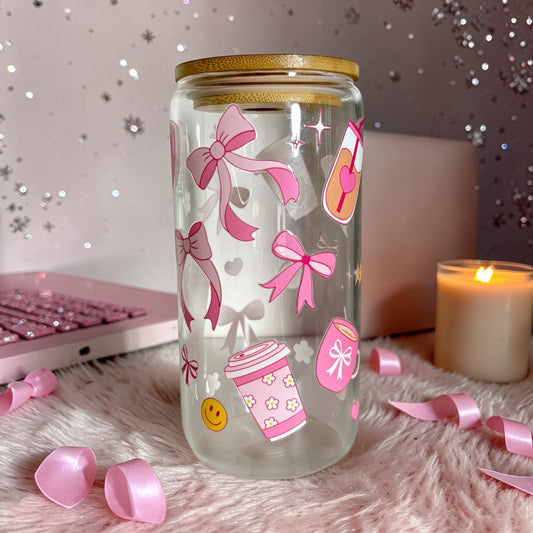 Everything Pink 20oz Glass Cup￼
