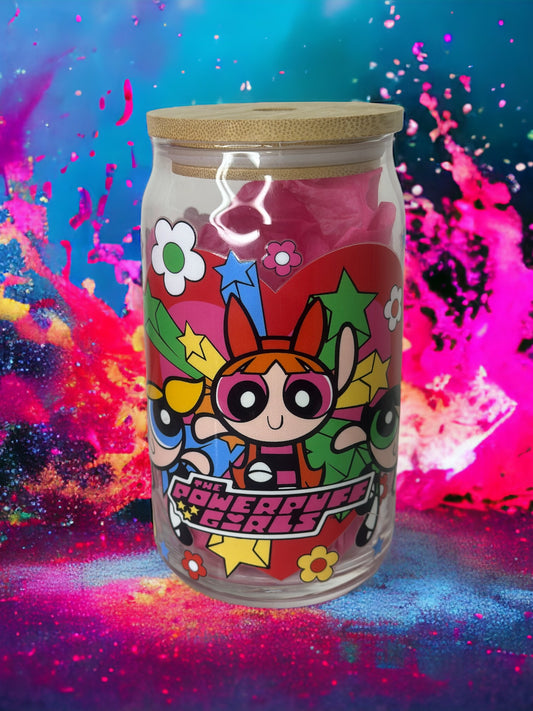Sugar, Spice and Everything Nice Sisters, 16 ounce glass cup ￼