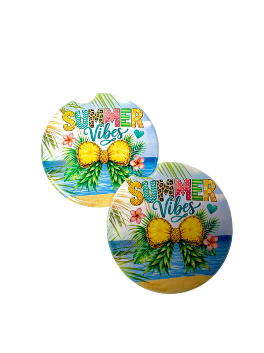 Summer Vibes Pineapple Theme Car Coaster