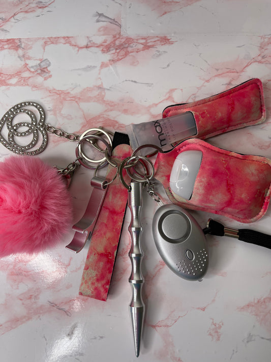 Pink Marble Teen Keychain